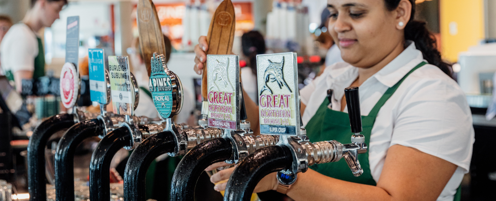 Beer on tap at The Lord Lamington